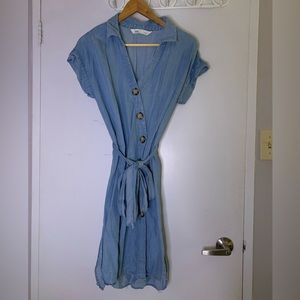 Soft Denim wrap Dress with button enclosure